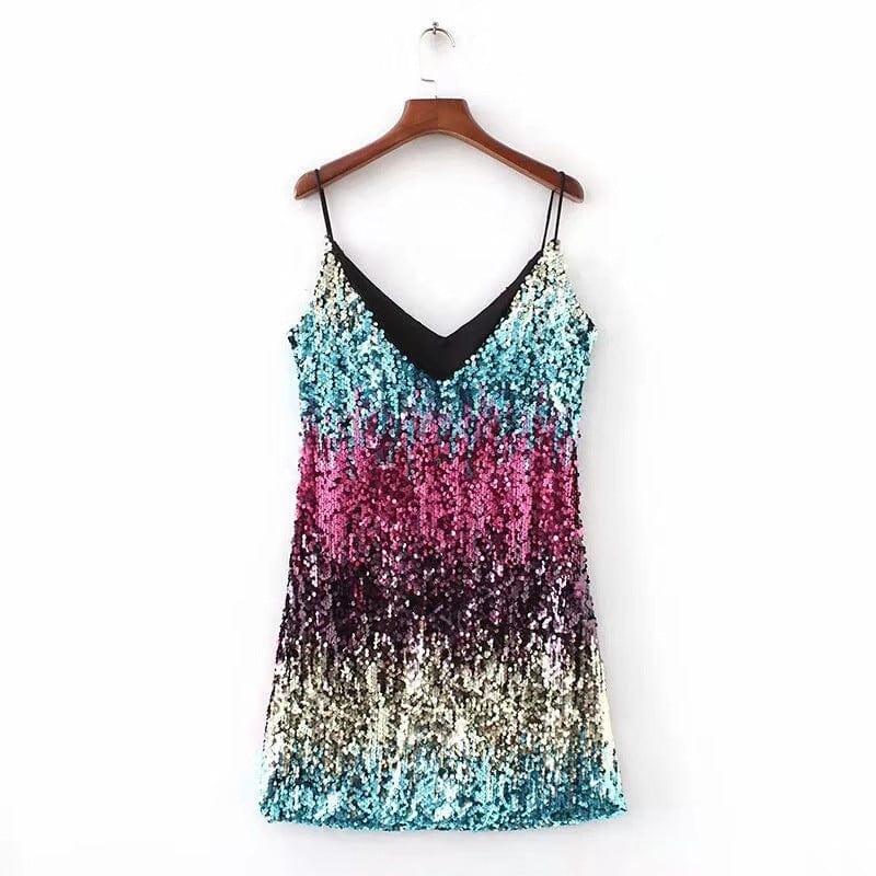 New Summer Girls Club Evening Sequins Casual Dresses Sexy  Bling Bling Sequins Party Dresses