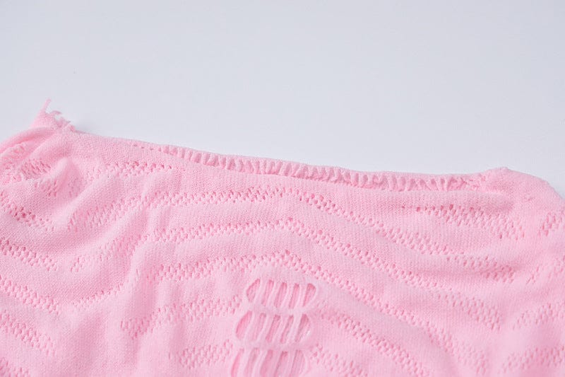 New Summer Hip Wrap Dress Hollow out mesh short sleeved long sleeved round neck dress Sexy Dress