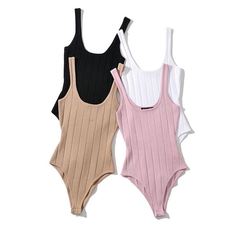 New summer solid color strip waistcoat knit jumpsuit u-neck women solid color sexy tops