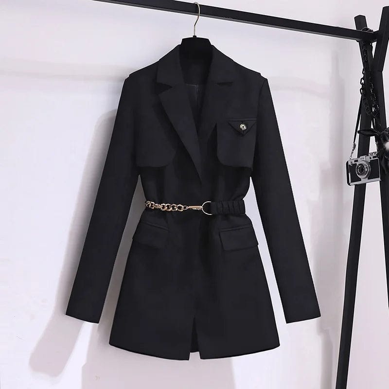 New Top Korean Style Chic Coffee Suit Coat Women's Spring and Autumn Suit High end  Office Ladies Elegant Solid Jacket