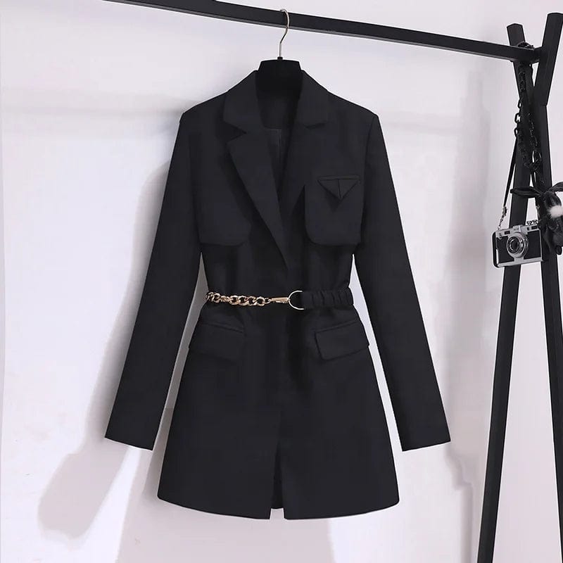 New Top Korean Style Chic Coffee Suit Coat Women's Spring and Autumn Suit High end  Office Ladies Elegant Solid Jacket