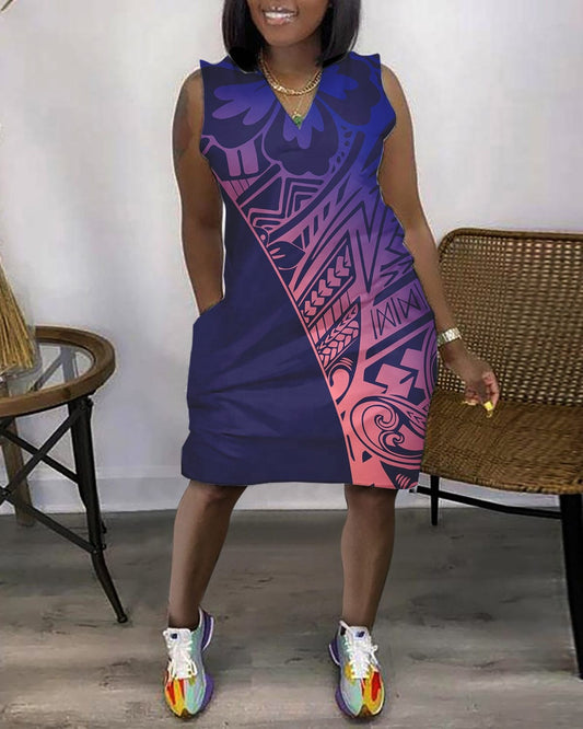 New Trending Beach Wear Women Flowers Polynesian Tribal Printed 2023 Plus Size Dresses Formal Woman Clothing
