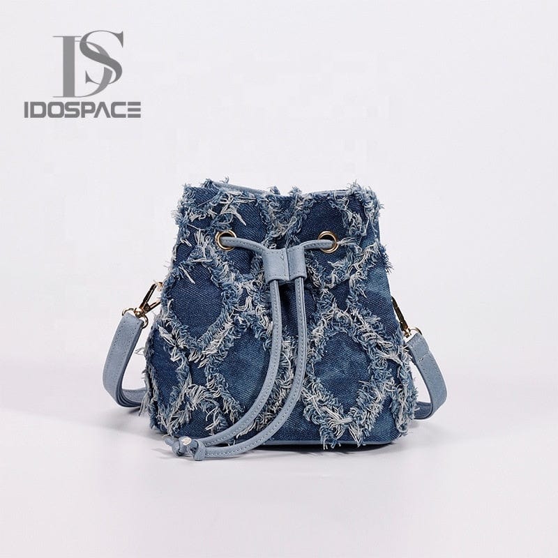 New Trendy Autumn Lattice Bucket Bag Easy-matching Fashionable Casual Clutches PU Bucket Purse For Woman Handbag