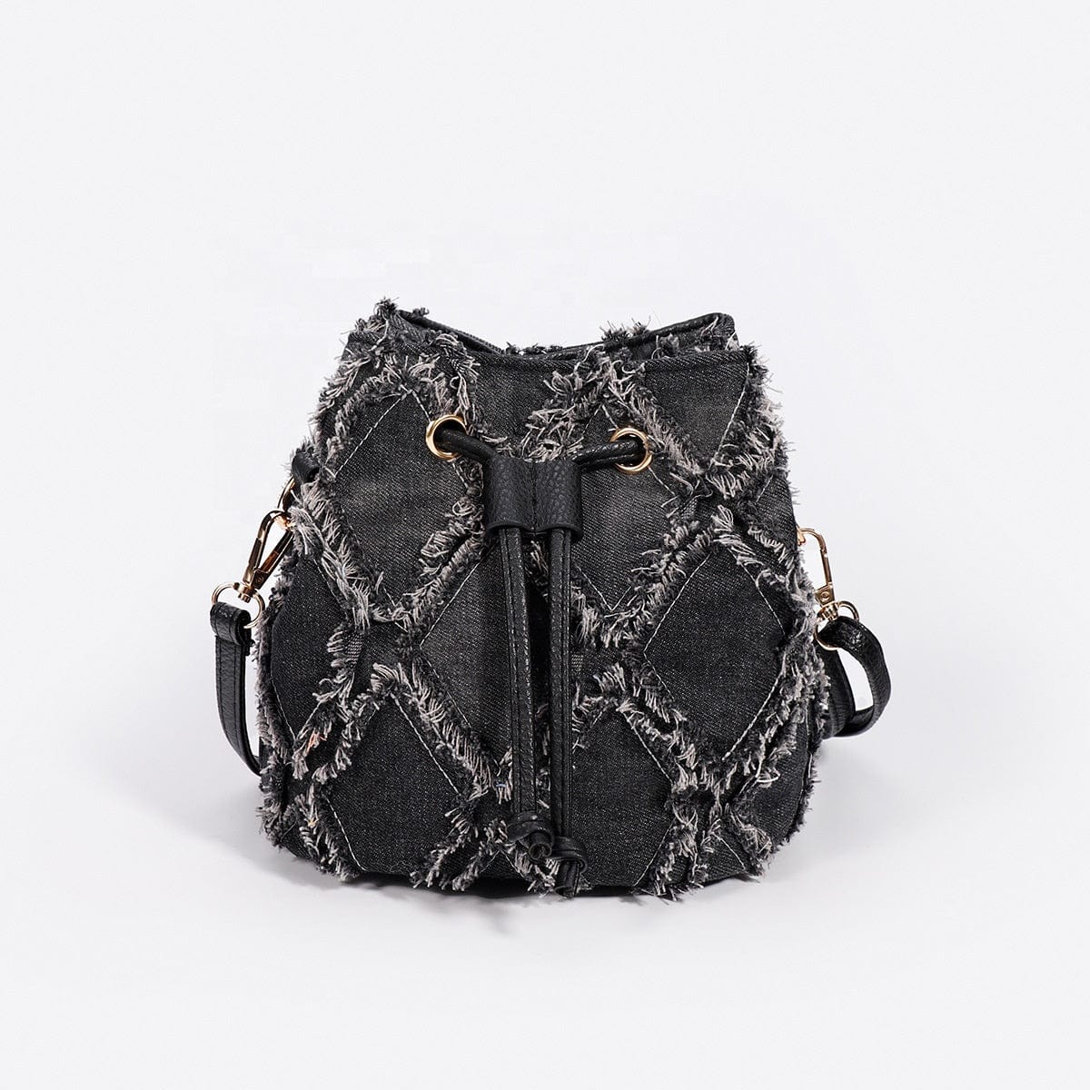 New Trendy Autumn Lattice Bucket Bag Easy-matching Fashionable Casual Clutches PU Bucket Purse For Woman Handbag