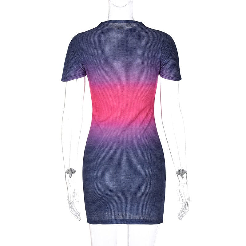 New trendy color block ladies short sleeve mini tight dress O neck women sexy slim bodycon dress
