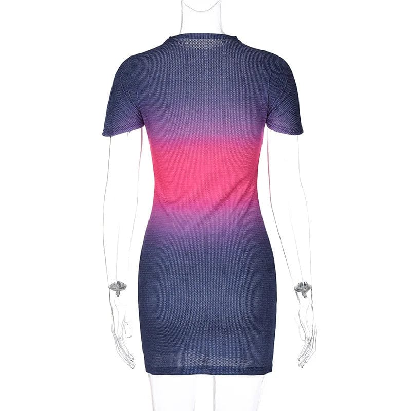 New trendy color block ladies short sleeve mini tight dress O neck women sexy slim bodycon dress