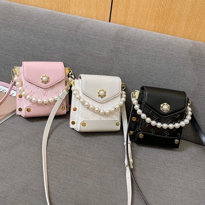 new trendy fashion stylish phone handbag designer small hand bags pearl handle luxury mini handbags for women