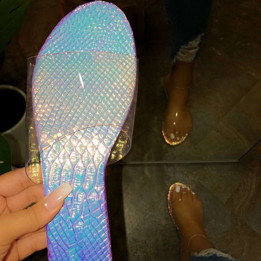 New trendy Gorgeous glitter sandal for women  Slip-on Solid Jelly Clear Slides  Femme  Sandalias Mujers