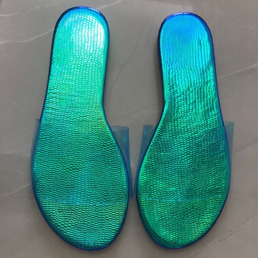 New trendy Gorgeous glitter sandal for women  Slip-on Solid Jelly Clear Slides  Femme  Sandalias Mujers