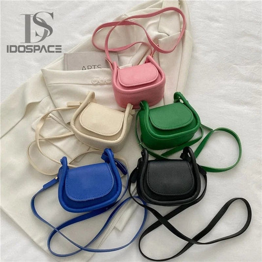 New Trendy High quality Casual Clutches Candy Color PU Kids Messenger Bag Mini Purse For Children Handbag
