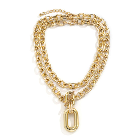 New Trendy Punk Hip Hop 18k Gold Plated Chunky Link Chain Choker Multi Layer Necklace For Women