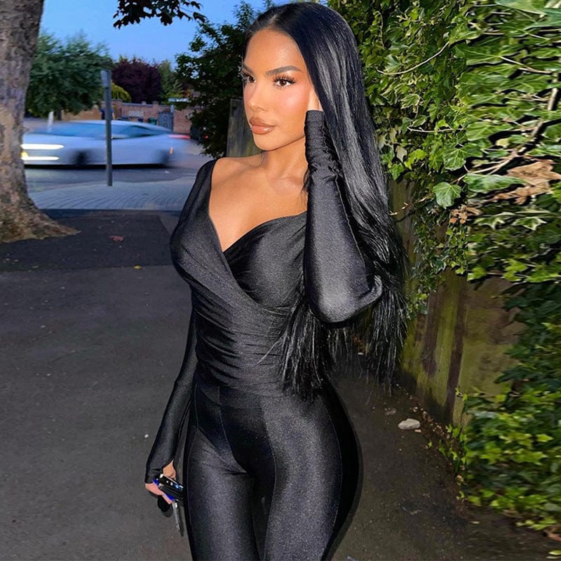 New two piece ladies sets stylish casual women V neck long sleeve top slim show slim trouser set women's clothing