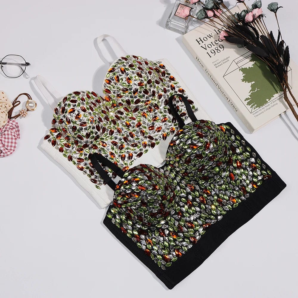 New Wholesale fashion Design Ladies corset top Rhinestone decorates sling corset top for women