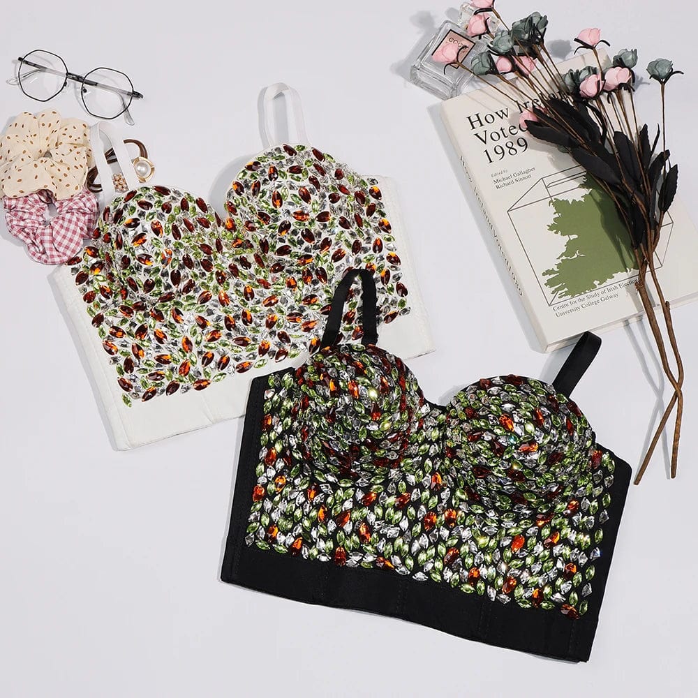 New Wholesale fashion Design Ladies corset top Rhinestone decorates sling corset top for women