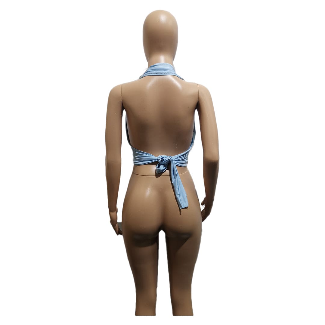 New Wholesale Fashionable Summer Girls Backless Sexy Halter Top