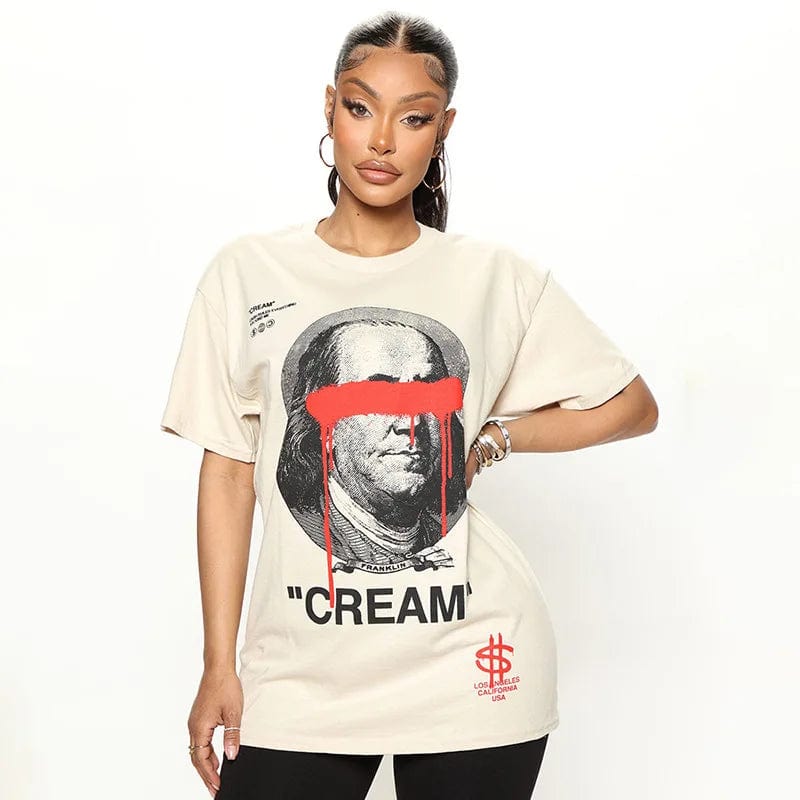 New Wholesale Summer Streetwear Fashion Casual Short Sleeve Oversized Tshirt Letter Cartoon Print T Shirt Women