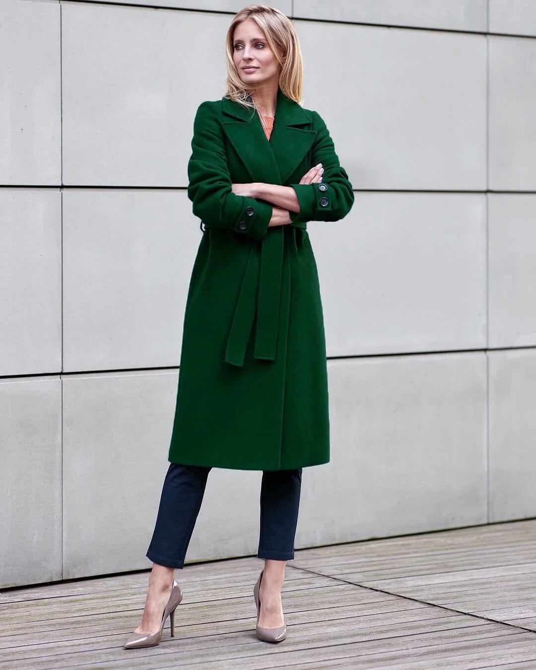 New winter Women Trench Coats Slim Fit Belt Turn Down Collar Woolen Overcoat Solid Color Long Sleeve Women's Temperament Coat