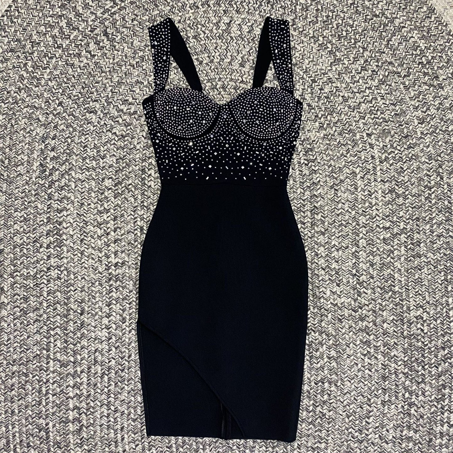 New Woman Hot drill Dress Black Bandage Hip Low-cut Halter Dress