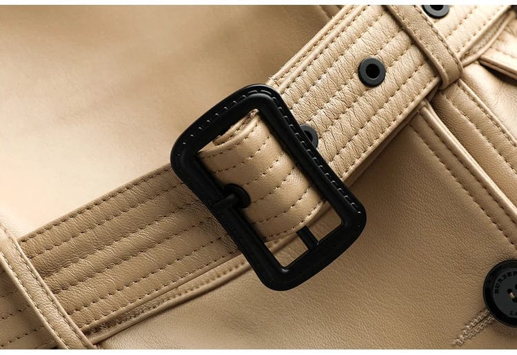 New women genuine sheep leather coat lady female real sheep skin belt Jacket fall/winter coats trench clothes CT015