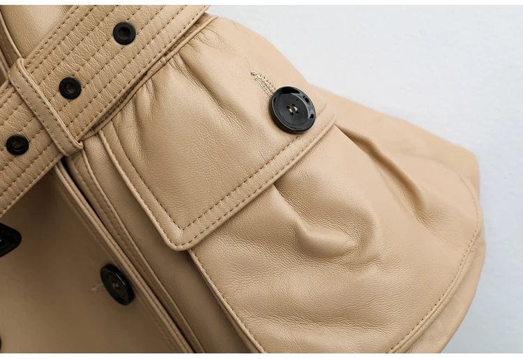 New women genuine sheep leather coat lady female real sheep skin belt Jacket fall/winter coats trench clothes CT015