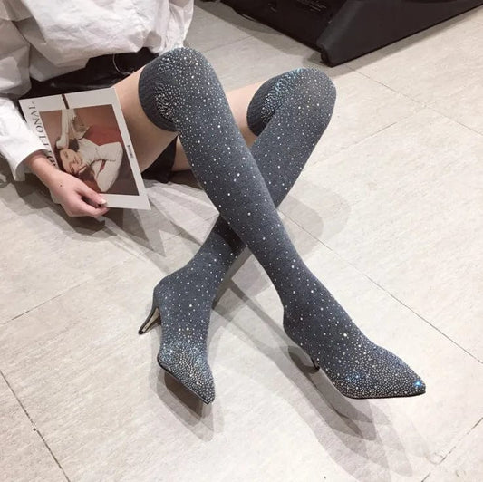New Women Knee high s Shoes Woman Sexy High Heels Ladies European and American club Female mature sexy women shoes
