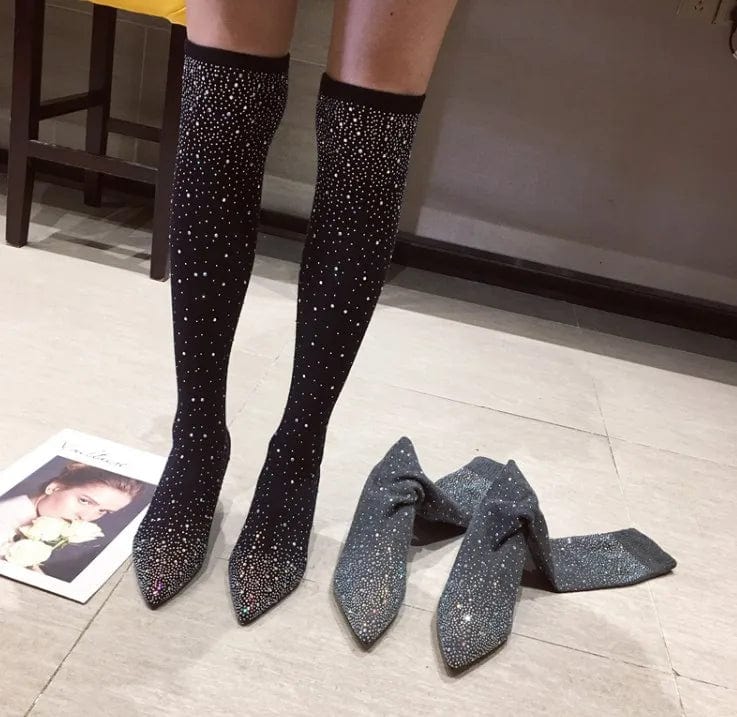 New Women Knee high s Shoes Woman Sexy High Heels Ladies European and American club Female mature sexy women shoes