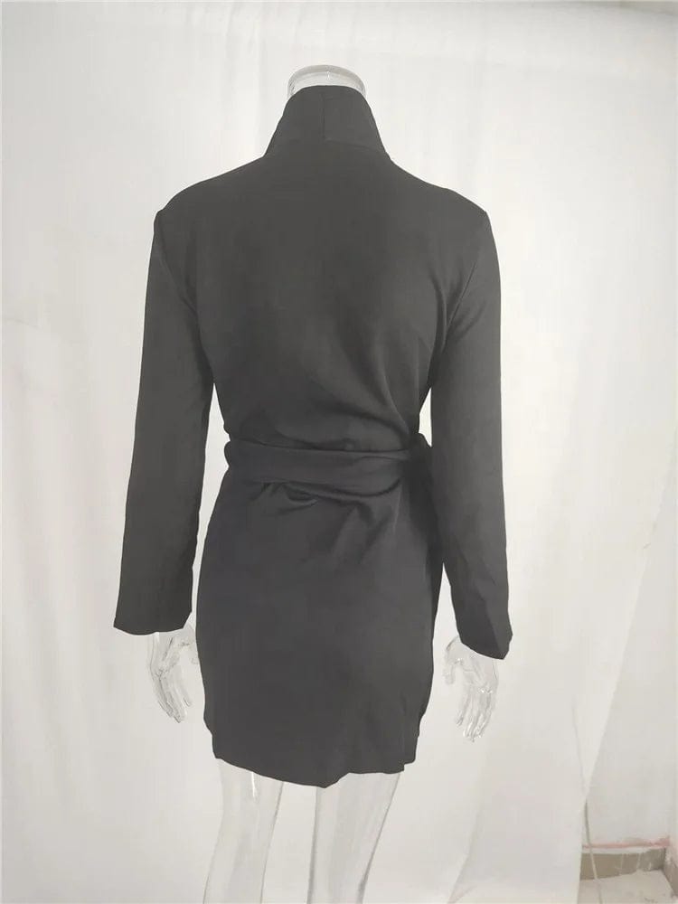 New Women Lace up Blazer Style Dress 2023 Office Lady Vintage Sexy Party Dresses