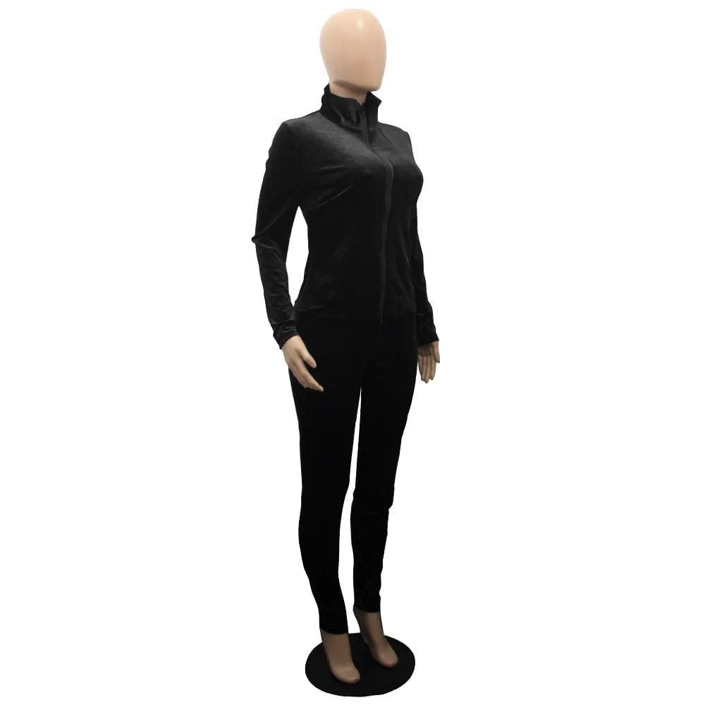 New Women Outfits 2023 Velvet Sweatsuit Set Long Sleeve Pants Suit Solid Color Fashion Casual Womens Tracksuit 2 Two Piece Sets