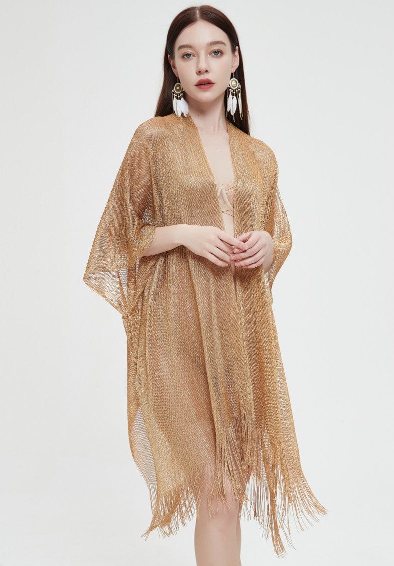 New Women's Cloak Tourism Ethnic Style Rainbow Stripes Summer Sunscreen Thin Hollow Shawl