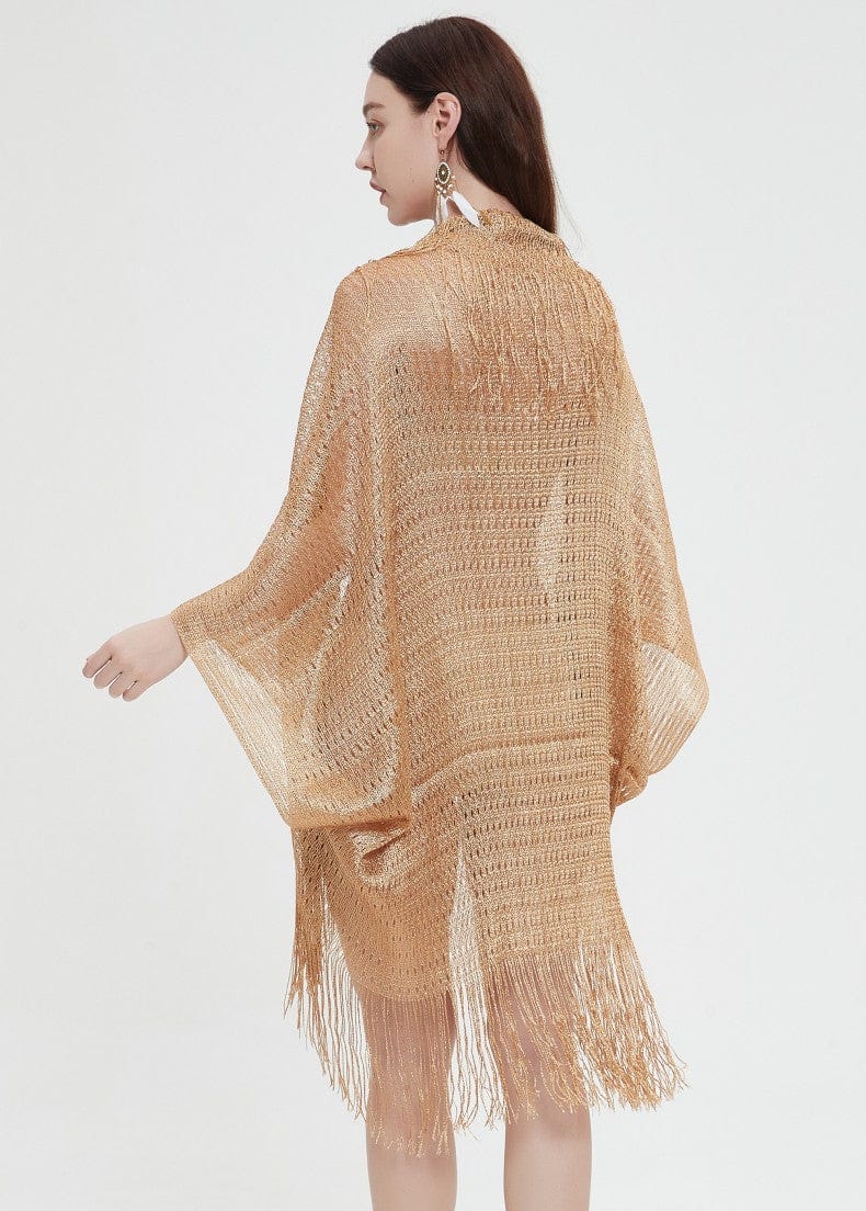 New Women's Cloak Tourism Ethnic Style Rainbow Stripes Summer Sunscreen Thin Hollow Shawl