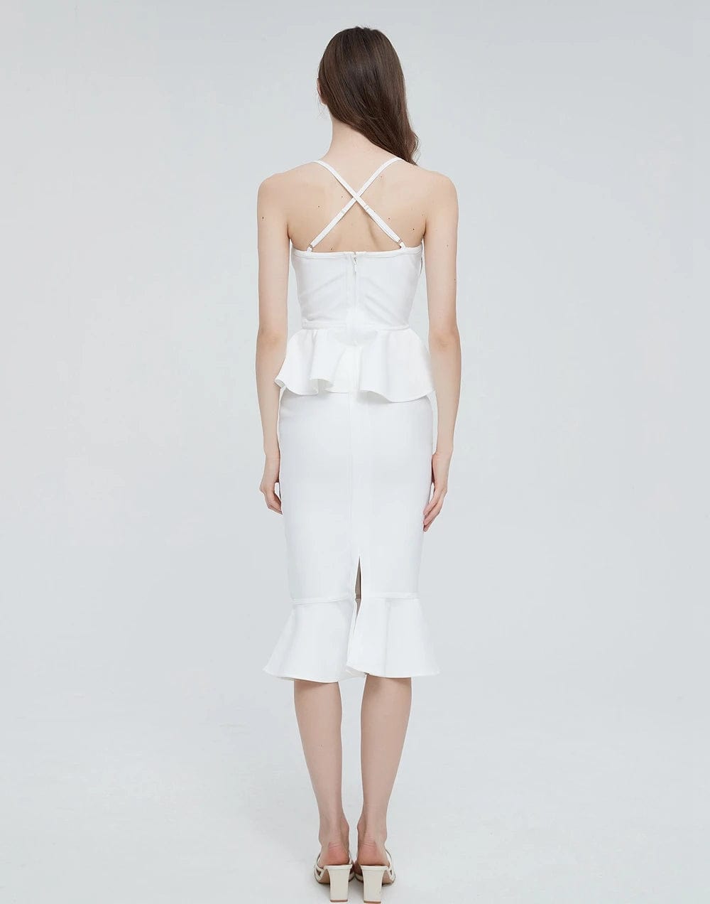 New Women's Clothes White Sexy Sleeveless Halter Dress Party Bandage Evening Dresses