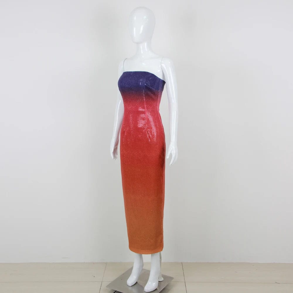 New Women's Elegant Candy Color Off Shoulder Strapless Dress Party Casual Dresses