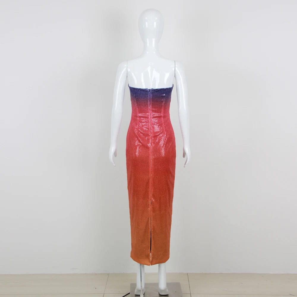 New Women's Elegant Candy Color Off Shoulder Strapless Dress Party Casual Dresses