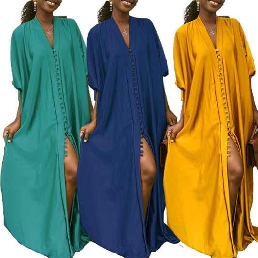 New women's hot selling solid color dress