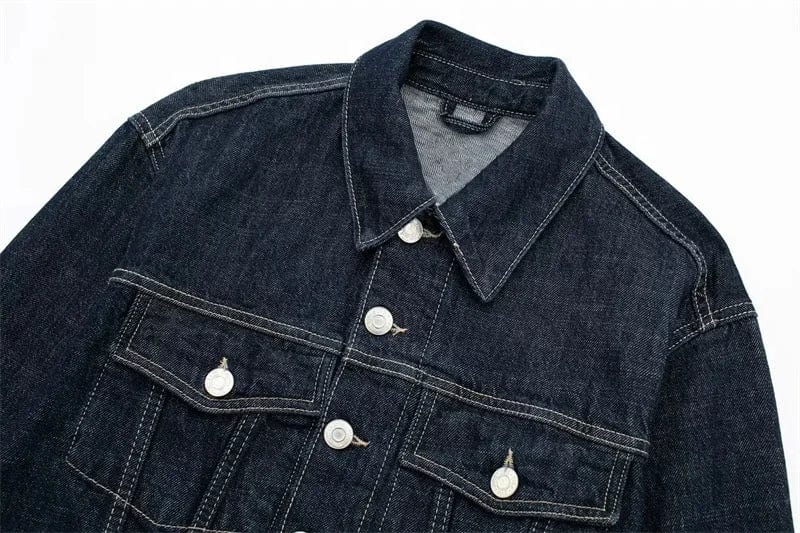 New women's rolled edge sleeves denim jacket rolled edge pants