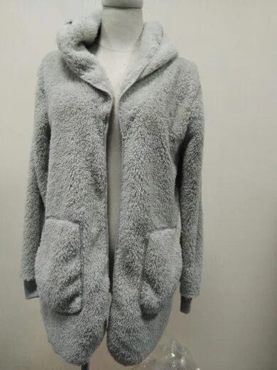 New Year Spring Faux Fur Teddy Bear Coat Jacket Women Fashion Open Stitch Hooded Coat Female Long Sleeve Fuzzy Jacket