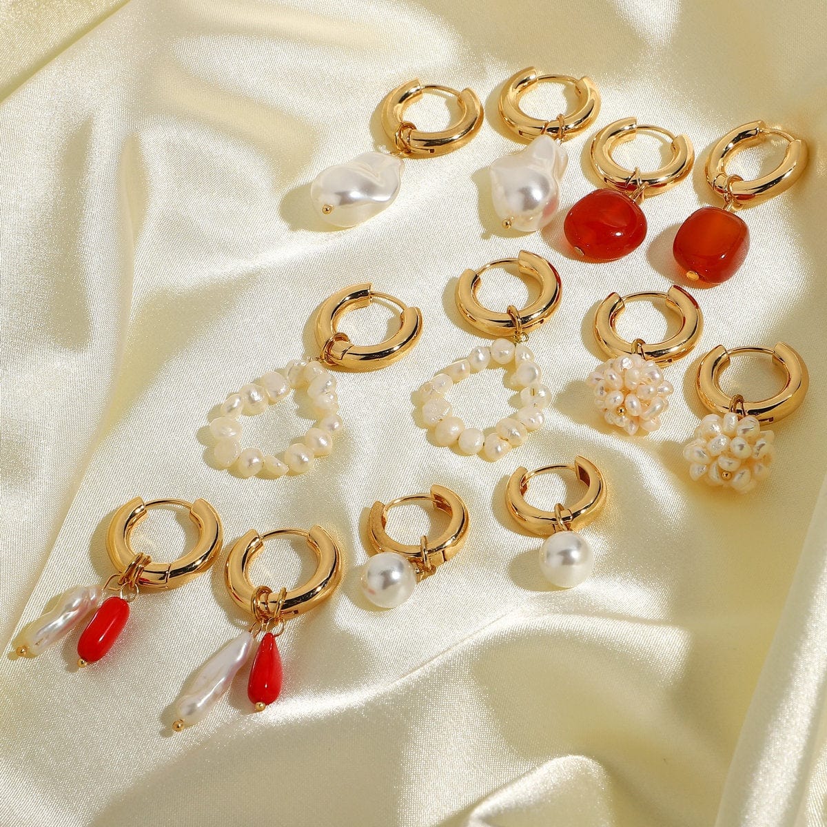 New Youthway Instagram Simple baroque irregular real gold plated freshwater pearl earrings