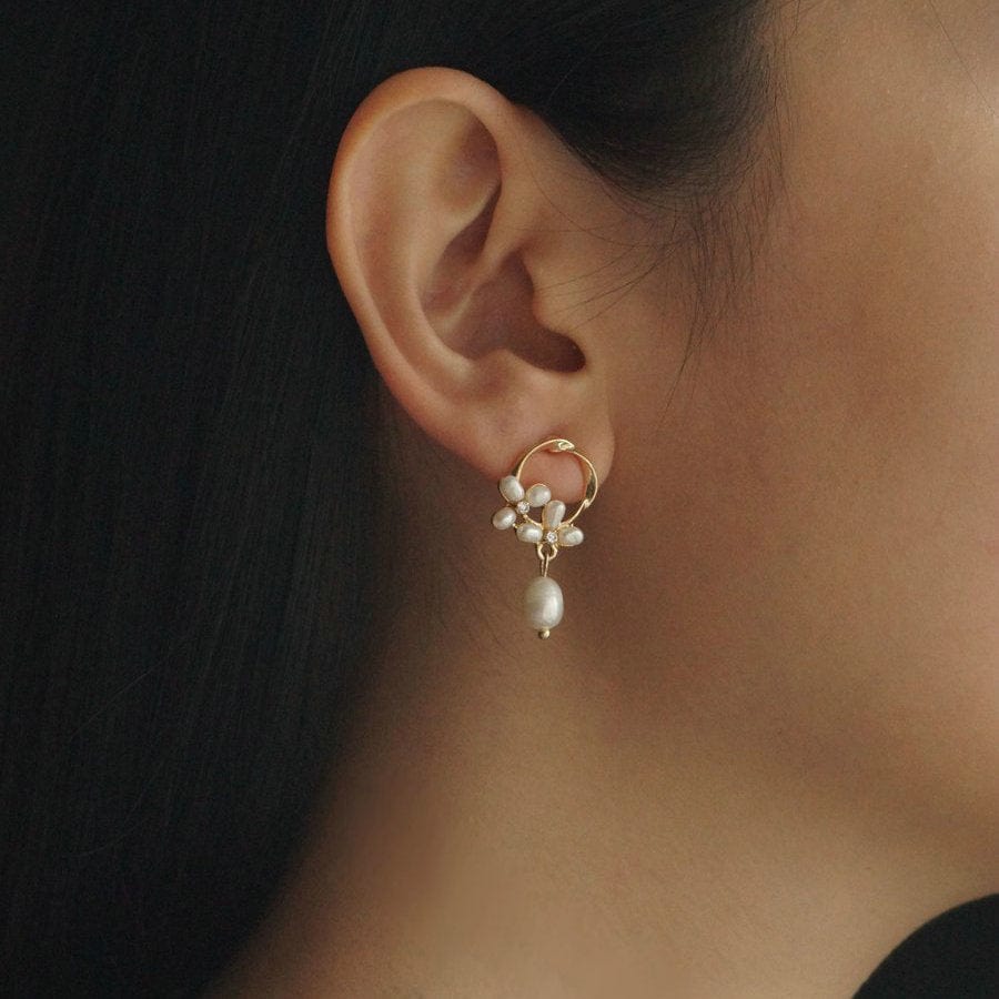 New Youthway Instagram Simple baroque irregular real gold plated freshwater pearl earrings