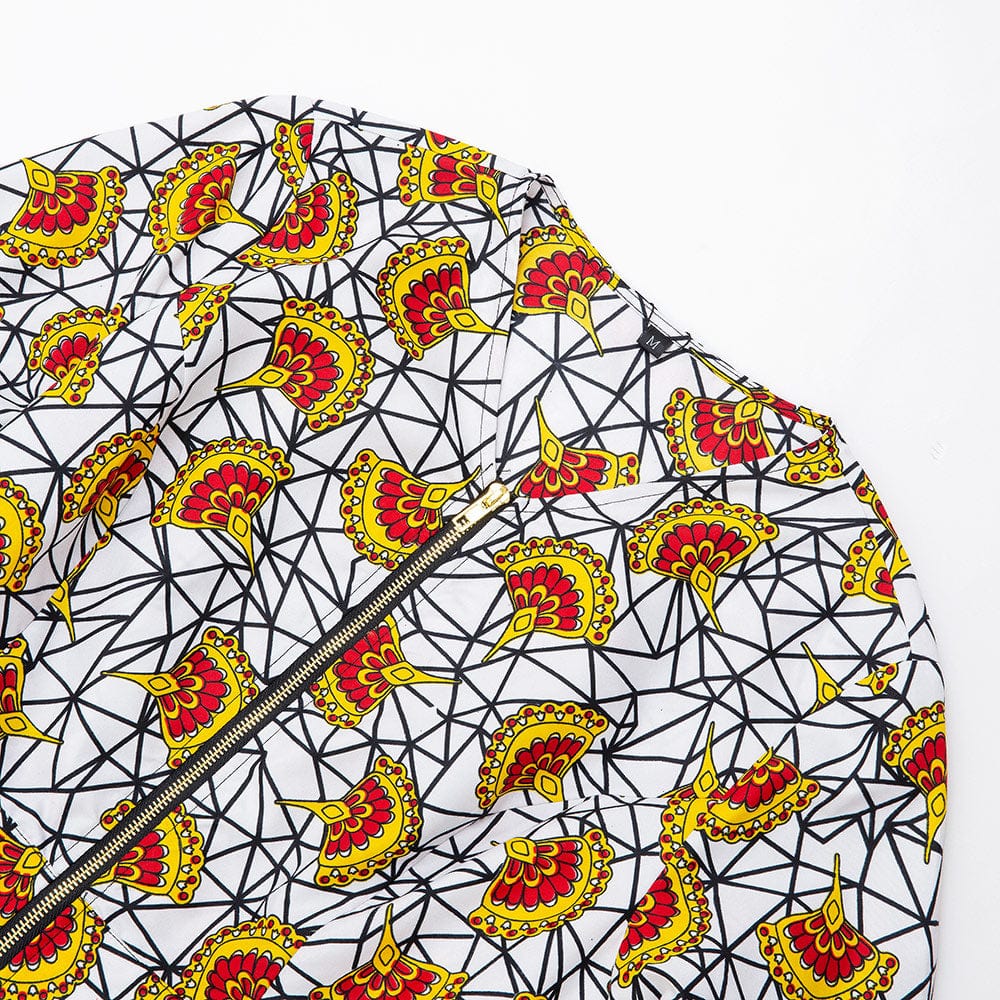 Newest African Pattern Fashionable Long Sleeve Zip Up Top