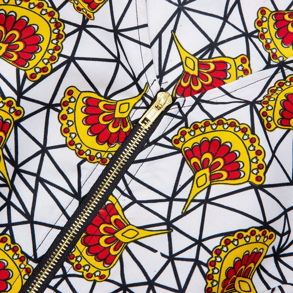 Newest African Pattern Fashionable Long Sleeve Zip Up Top