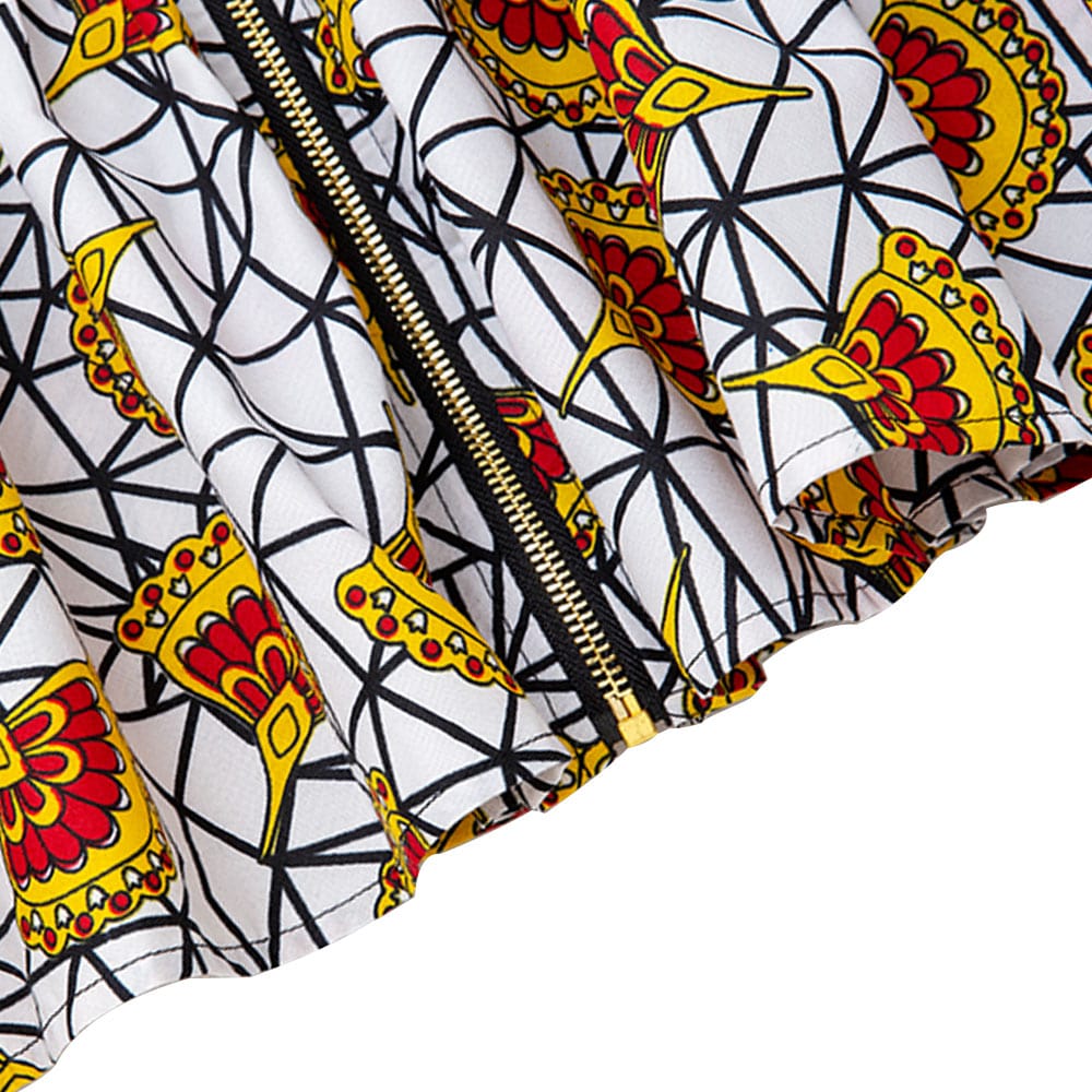 Newest African Pattern Fashionable Long Sleeve Zip Up Top