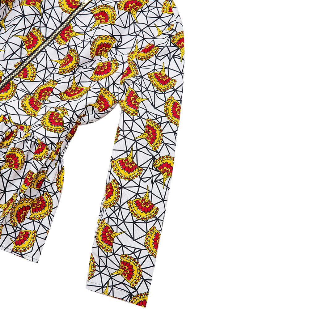 Newest African Pattern Fashionable Long Sleeve Zip Up Top
