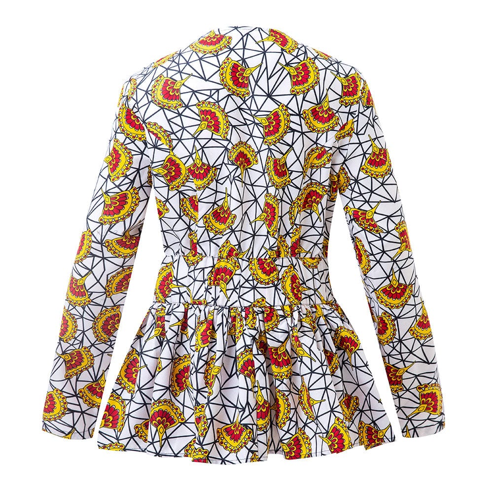 Newest African Pattern Fashionable Long Sleeve Zip Up Top