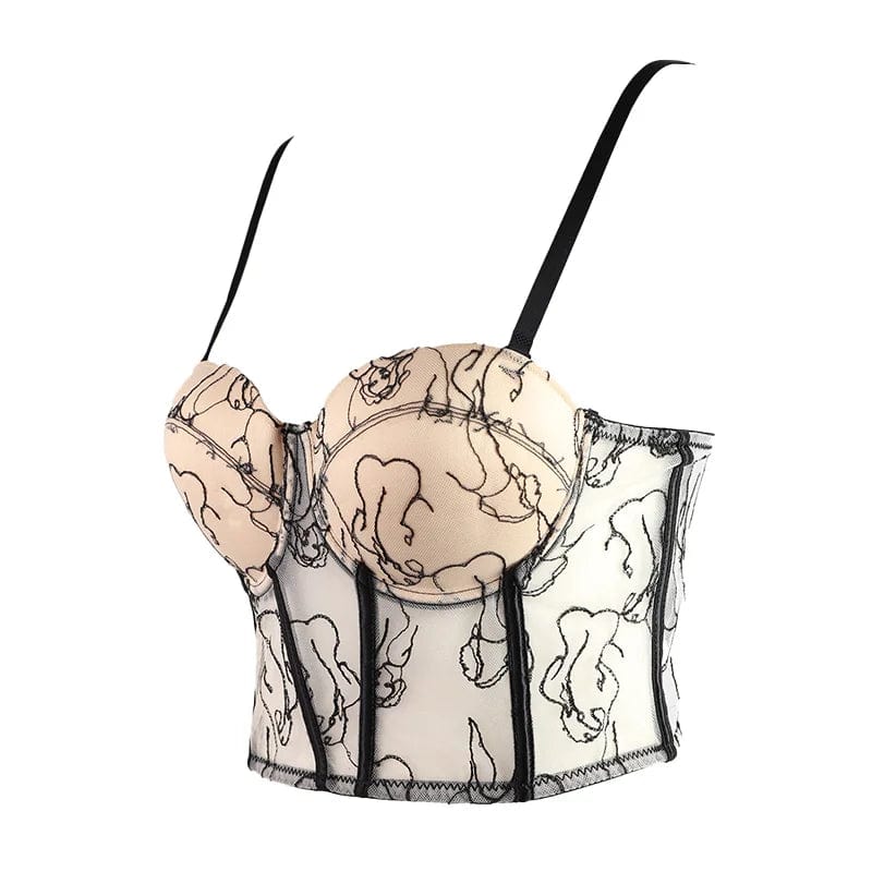 Newest Designer Fashion Women Embroidered Underwire Bust Corset Bustier Top For Lady