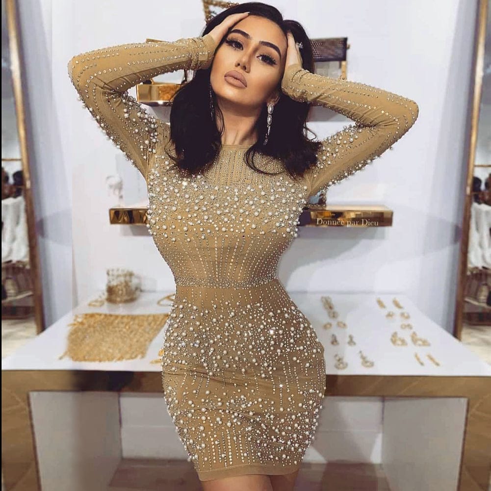 Newest Designer Women's Celebrity Evening Party Long Sleeve Sexy Birthday Dress