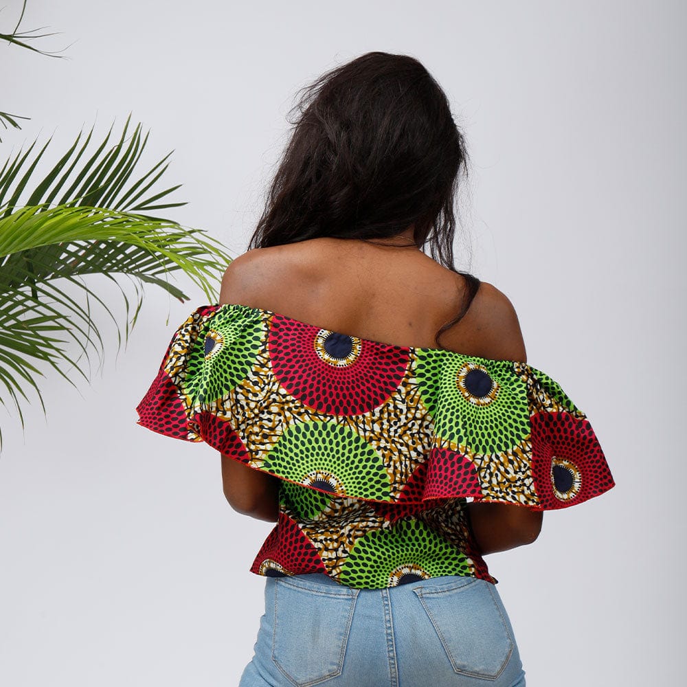 Newest Fashionable High Quality Off Shoulder African Pattern Top