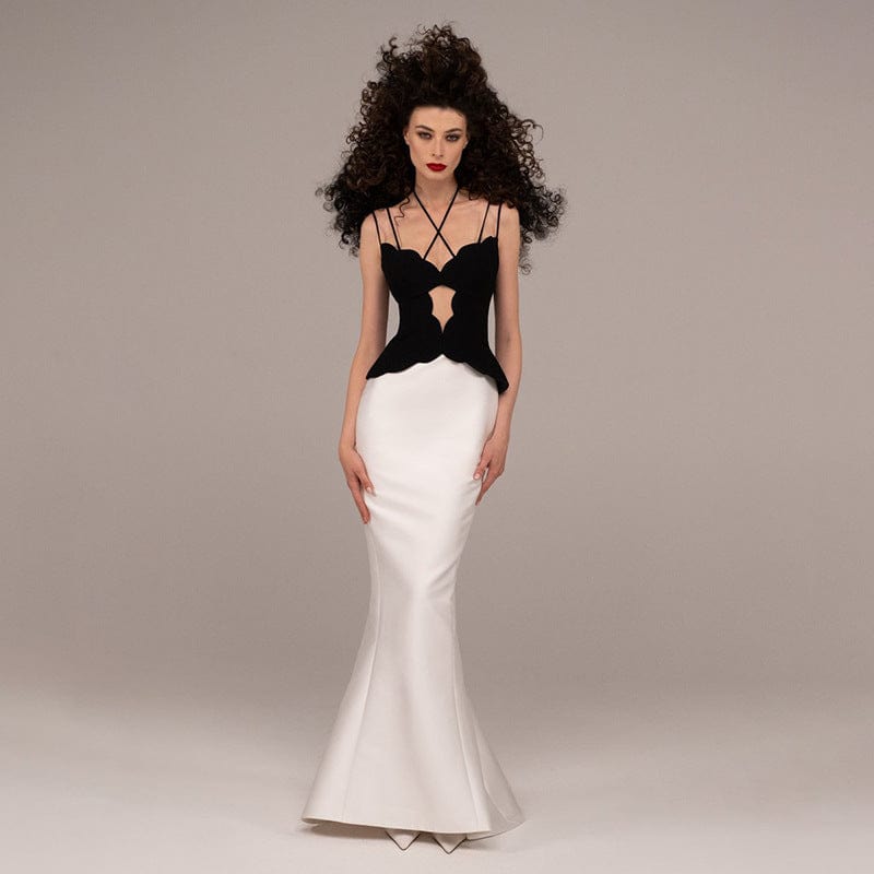 Newest Halter Corset Top and Fishtail Dress Set Long Gown Women Formal Party Evening Dinner Dress
