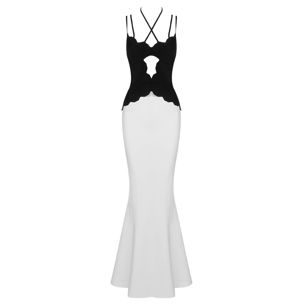 Newest Halter Corset Top and Fishtail Dress Set Long Gown Women Formal Party Evening Dinner Dress