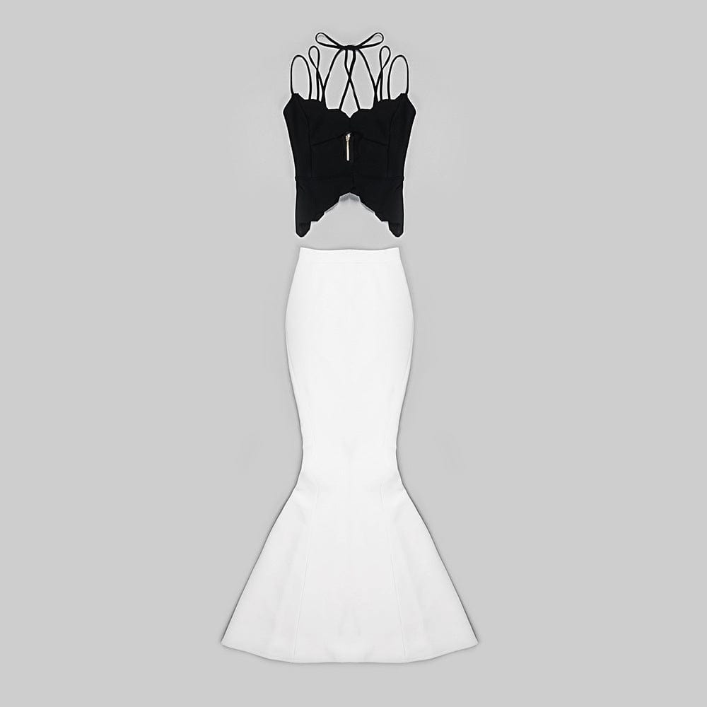 Newest Halter Corset Top and Fishtail Dress Set Long Gown Women Formal Party Evening Dinner Dress