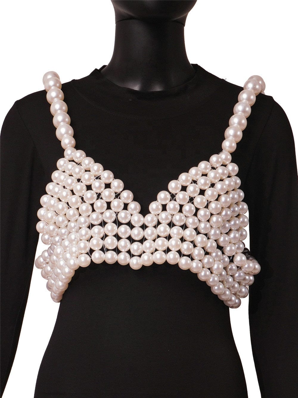 Newest luxury unique night club party sexy ladies bralette crop top fashion street sleeveless v neck pearl top women